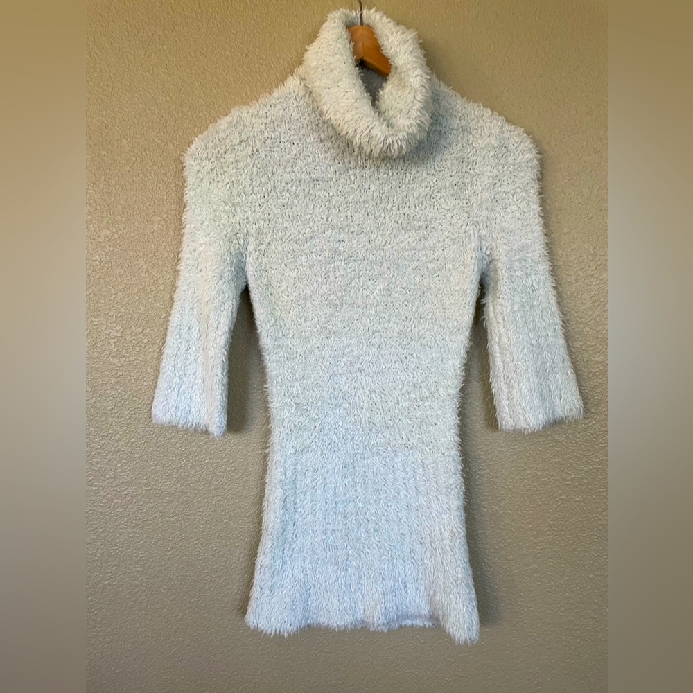 Fuzzy Bebe ice blue short sleeve turtleneck
